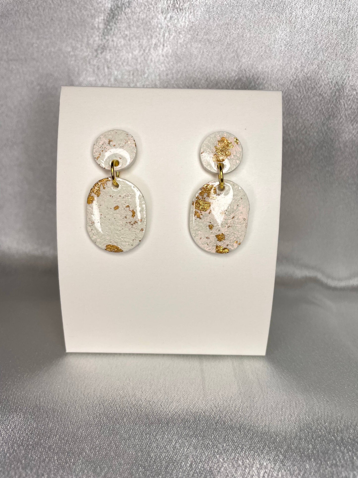 Pearl Gold Oval Clay Earrings