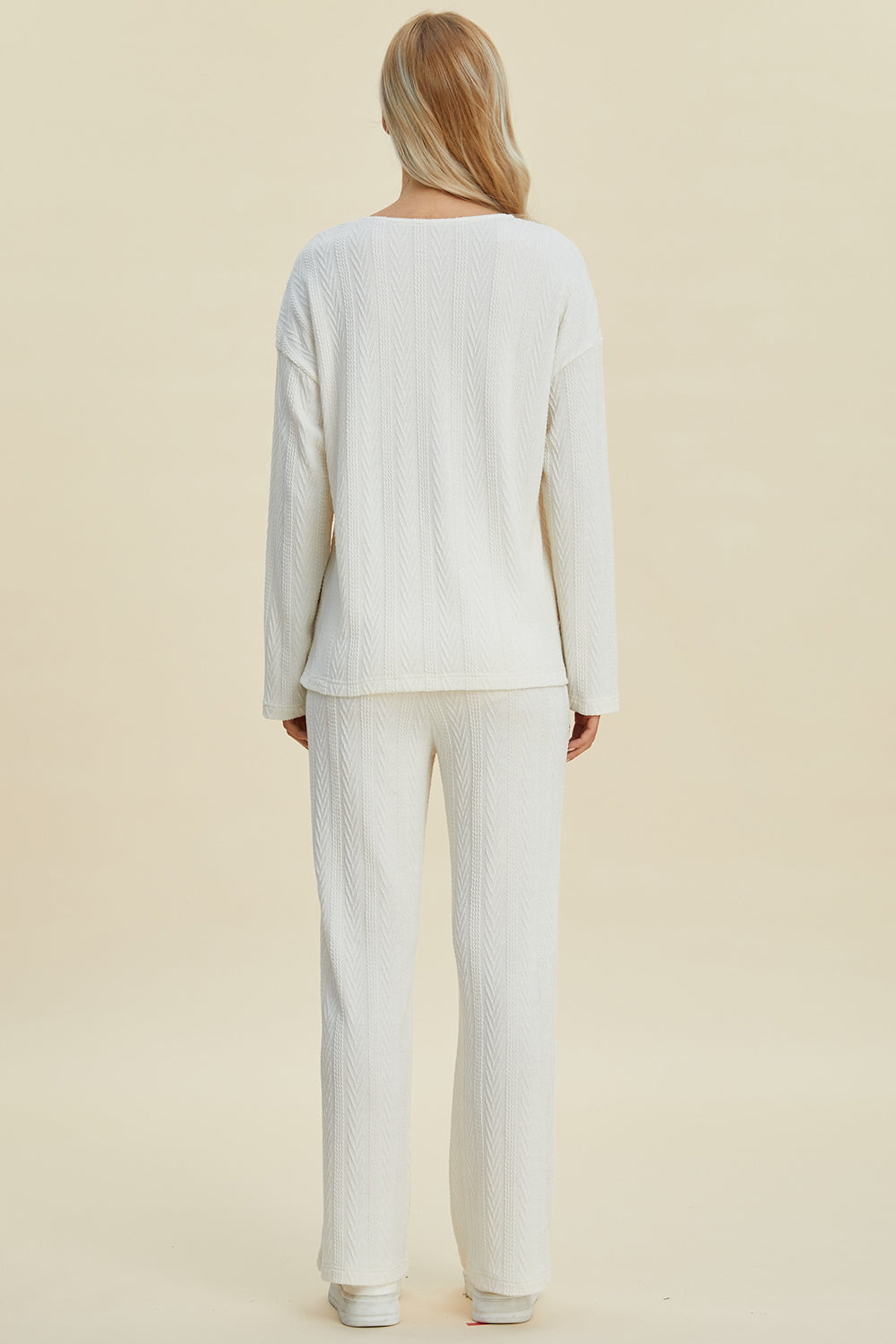 Double Take Cable-Knit Top and Pants Set