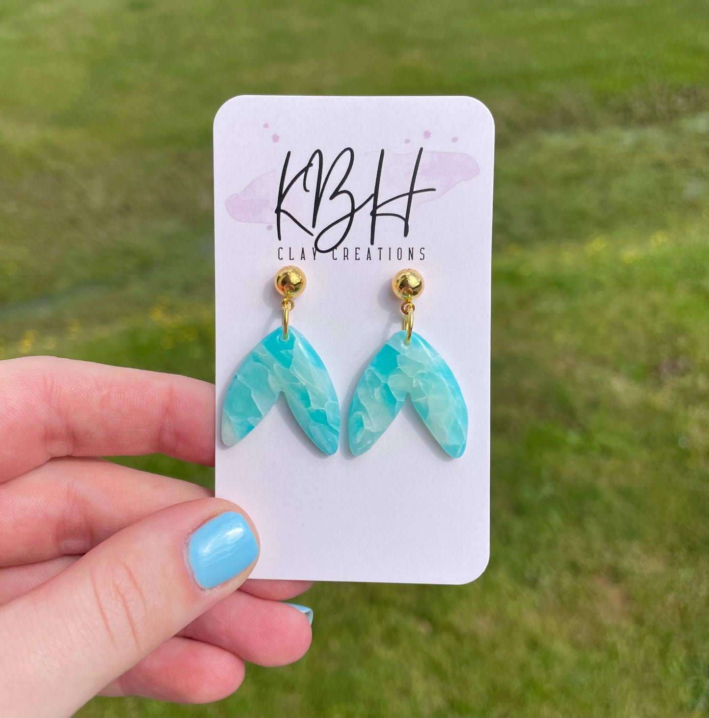 Beach V Dangle Handmade Clay Earrings