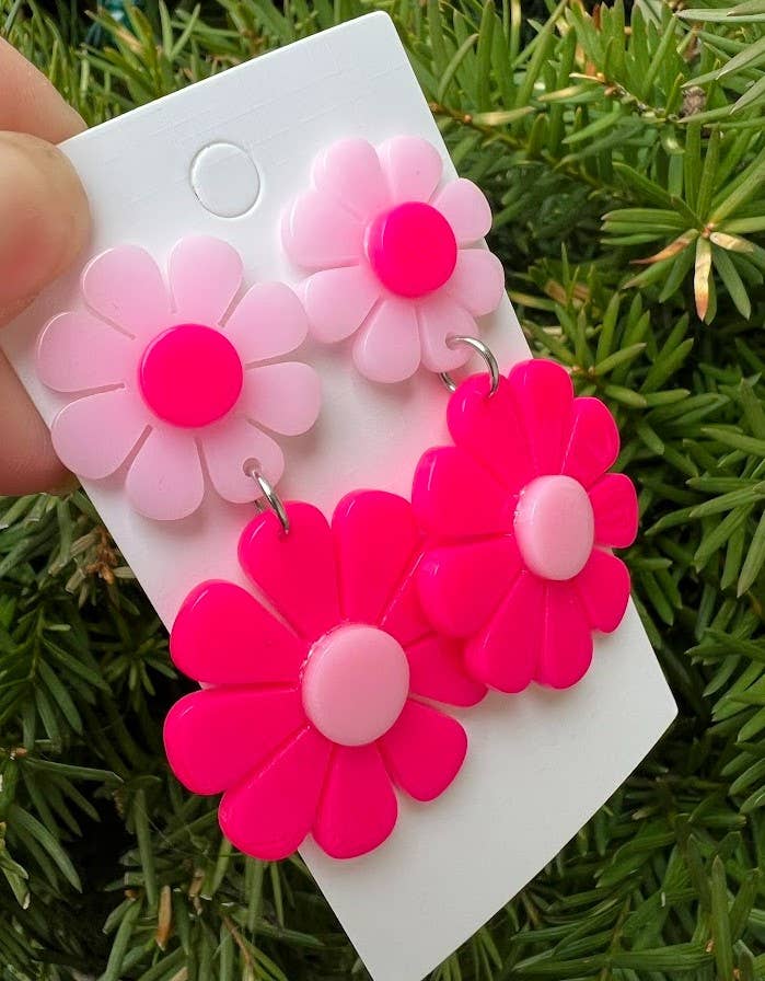 Pink Flower Earrings