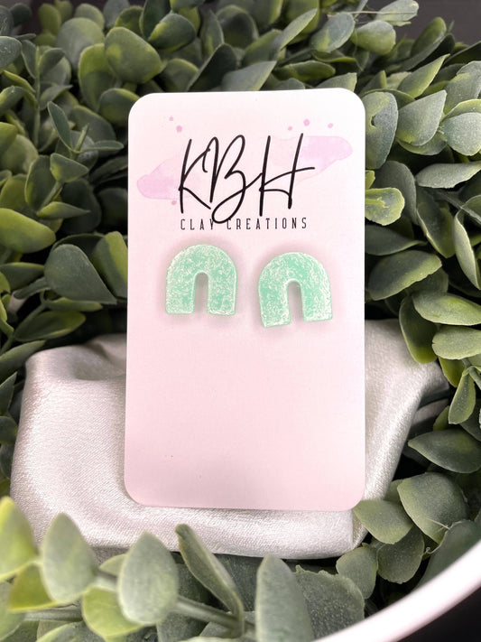 Rainbow Stud Handmade Clay Earrings