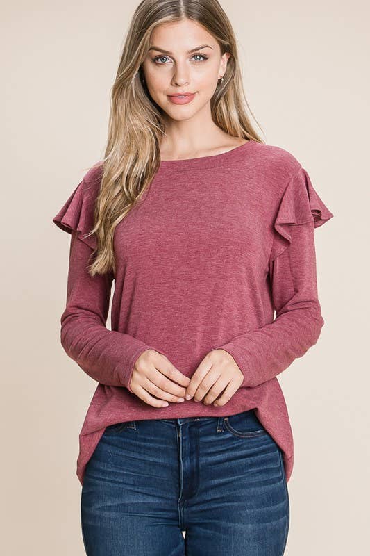 Scarlet Ruffle Detail Top