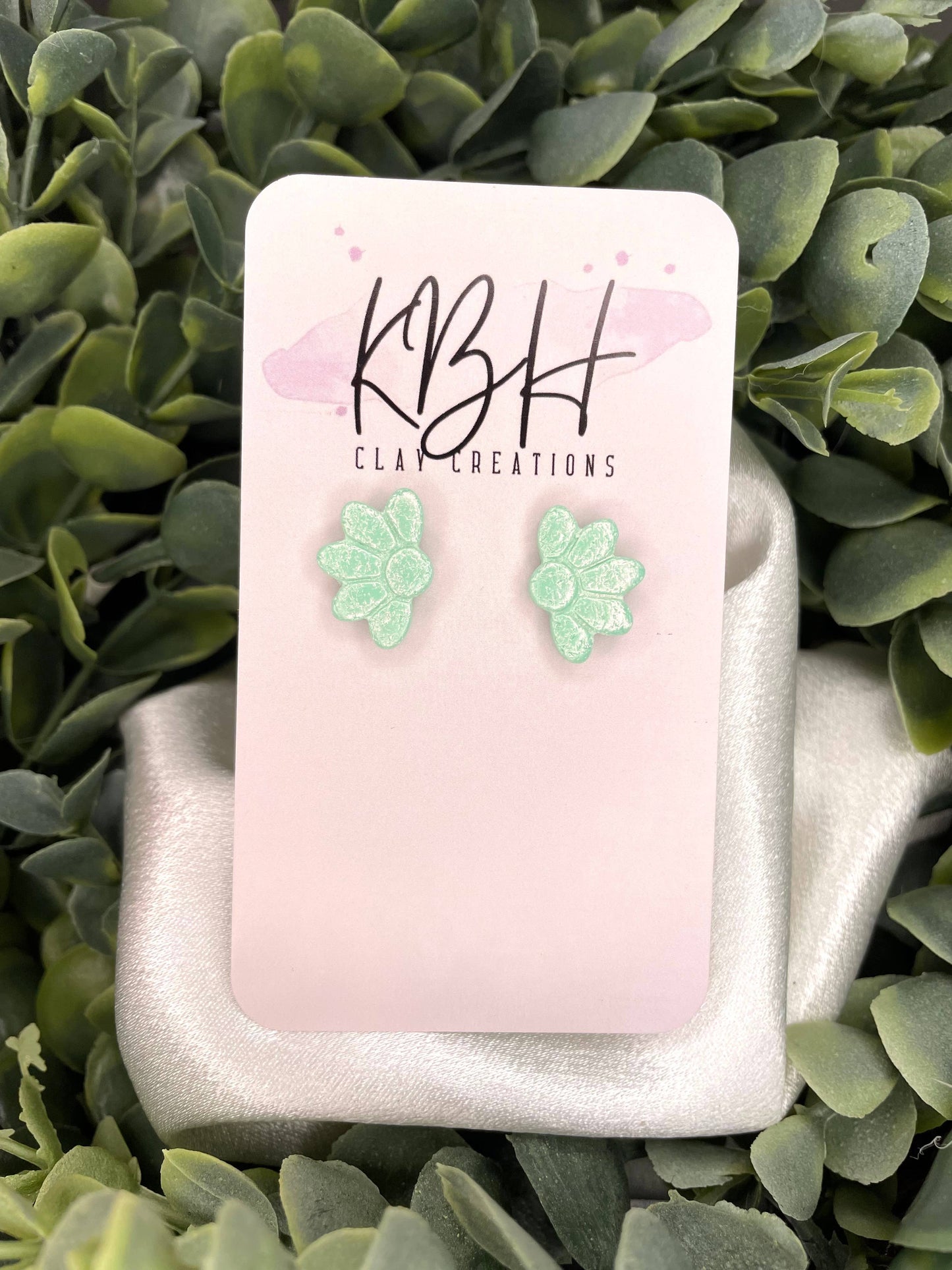 Half Flower Stud Clay Earrings