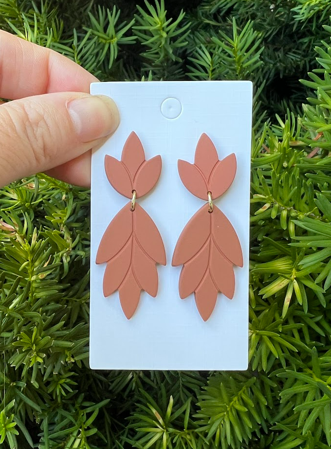 Rust Flora Acrylic Statement Earrings