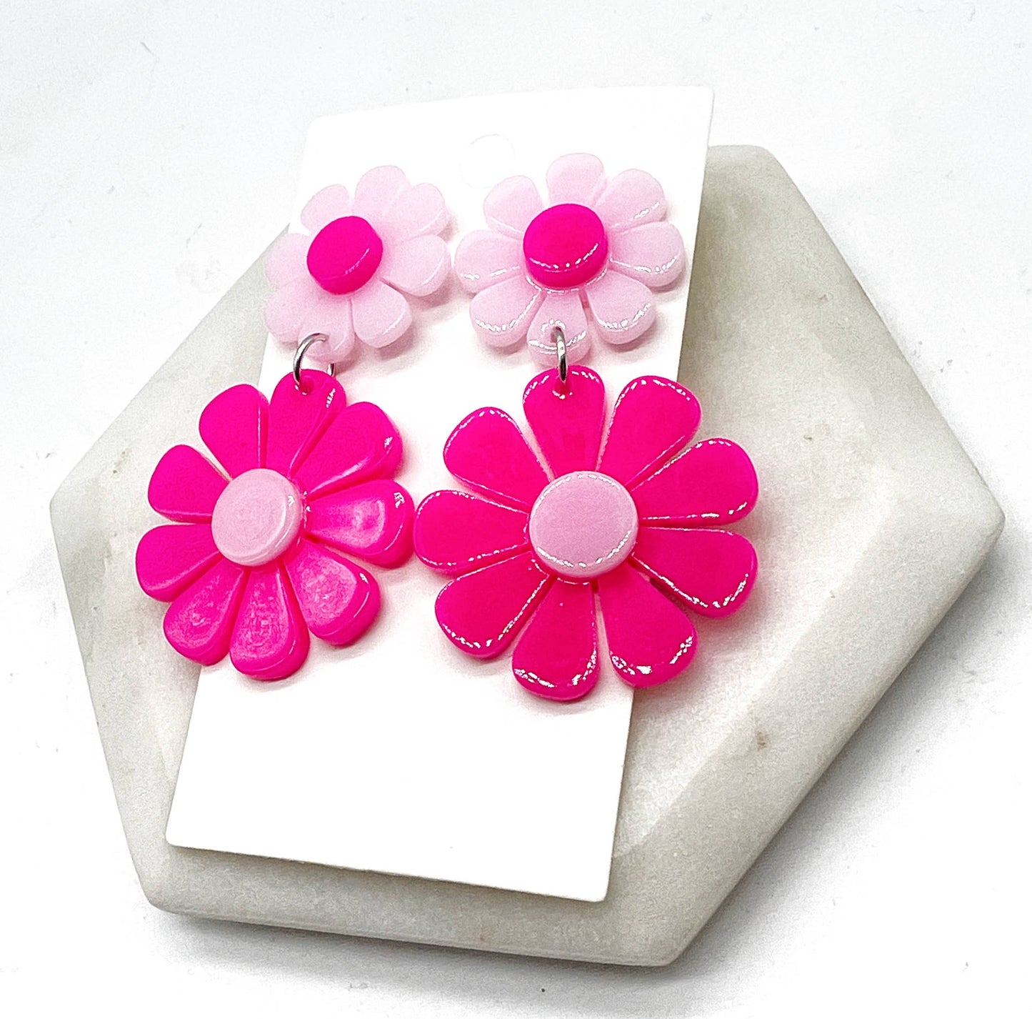 Pink Flower Earrings