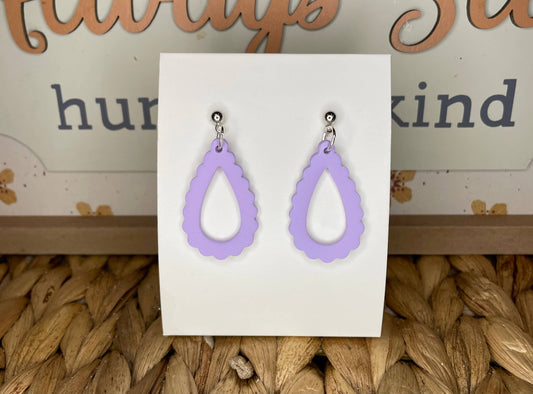 Purple Scallop Dangle Handmade Clay Earrings