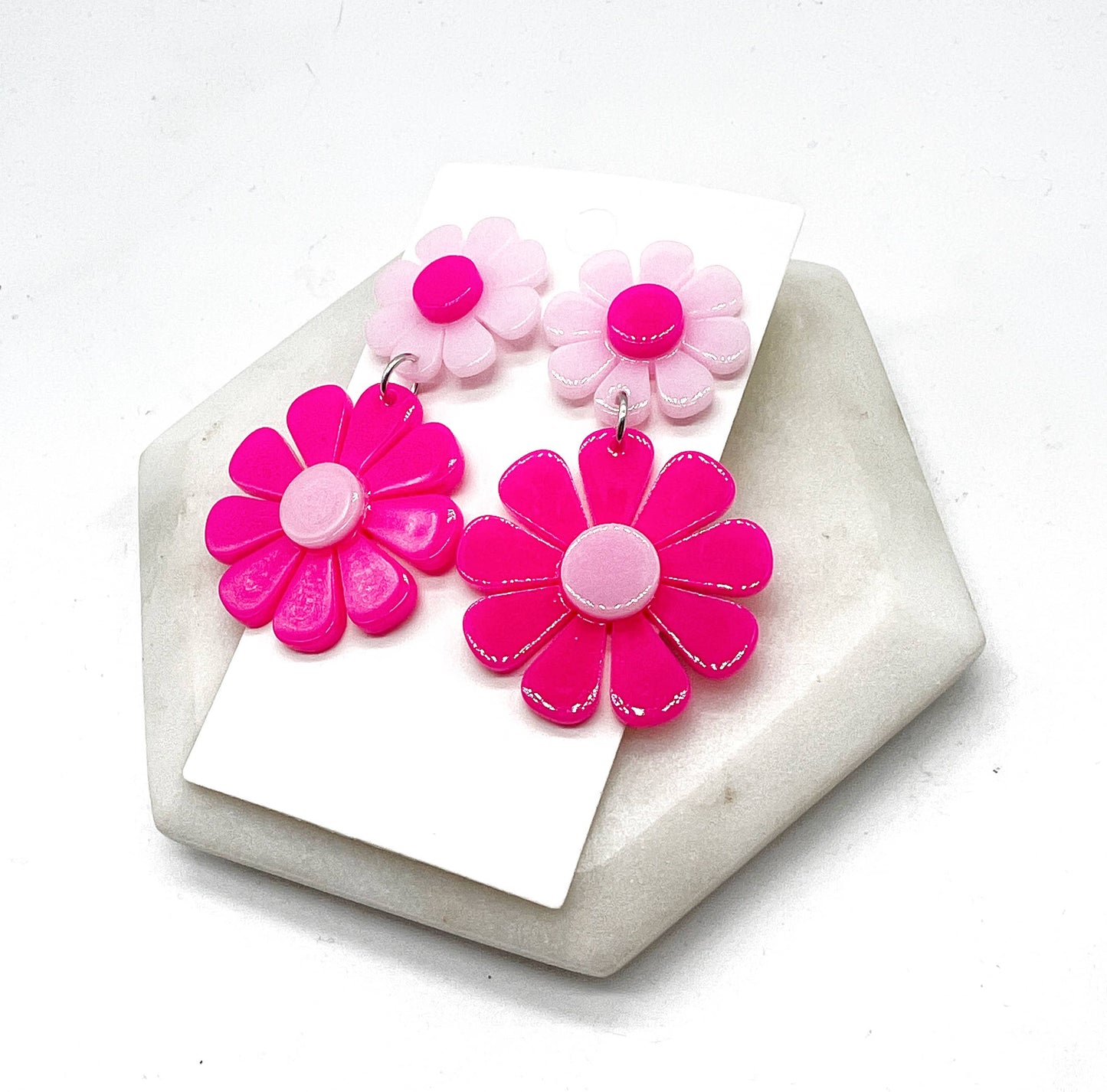 Pink Flower Earrings