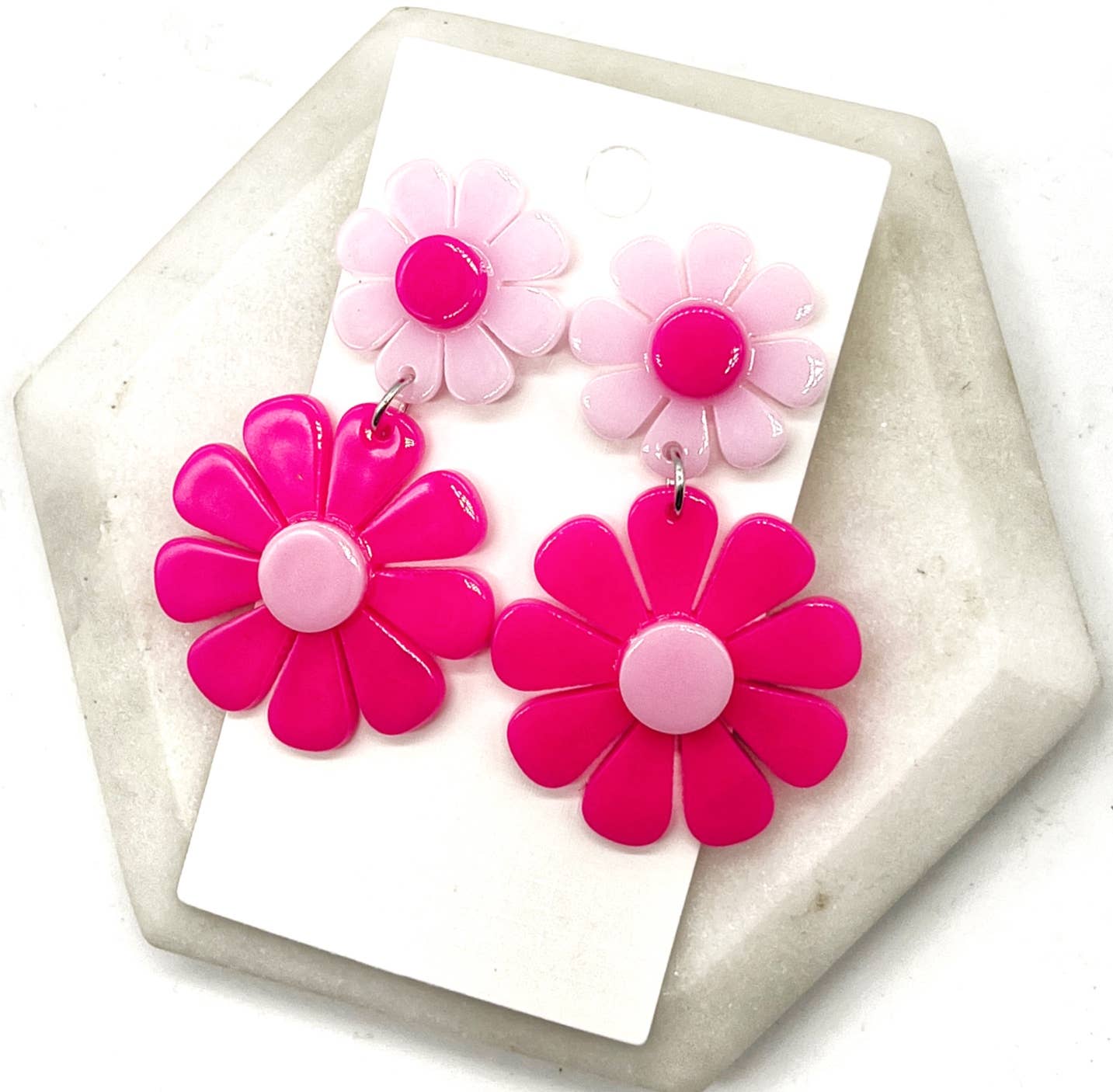 Pink Flower Earrings