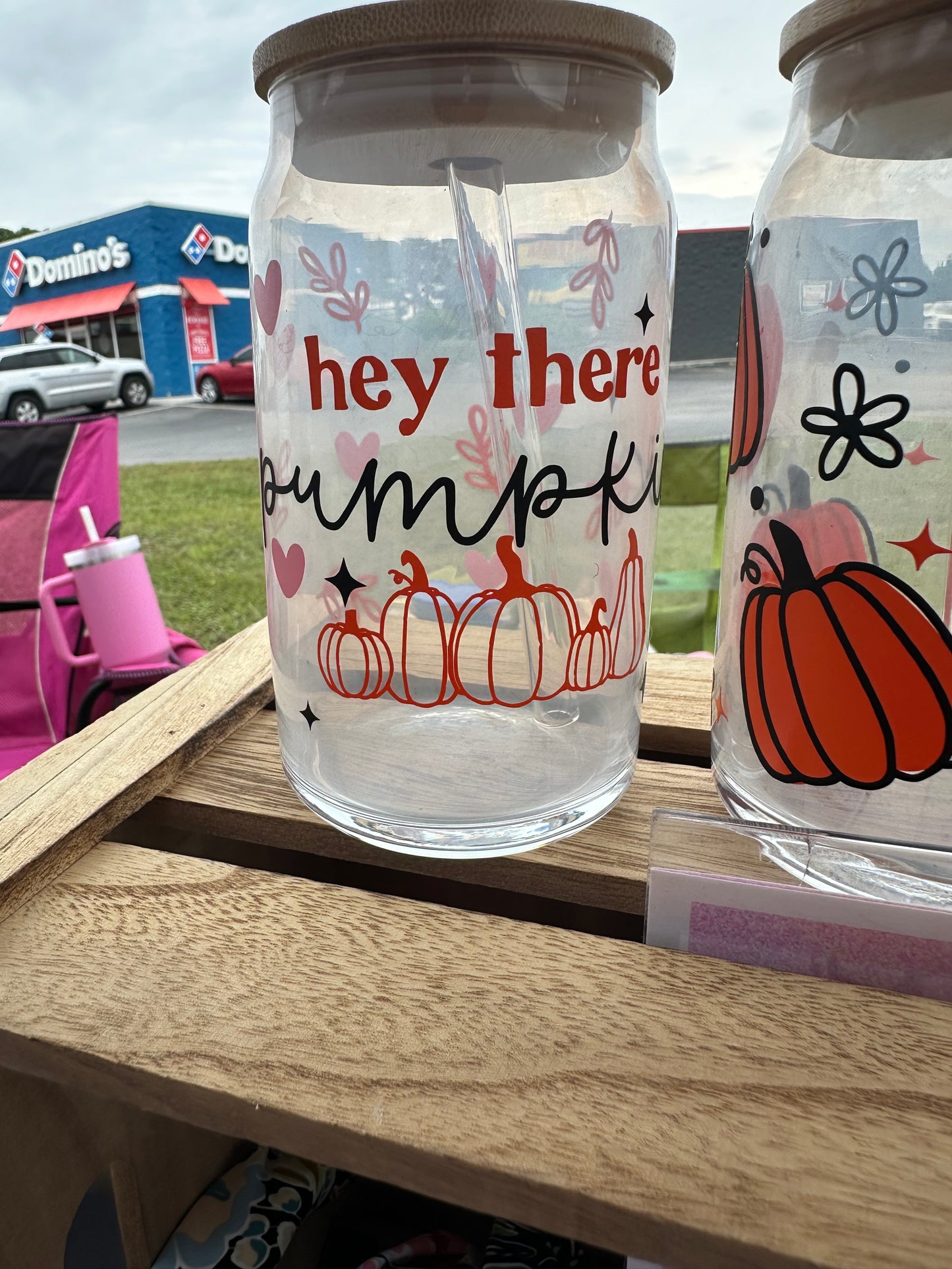 Glass Can Cup with lid & straw