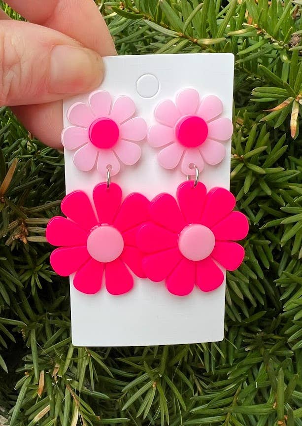 Pink Flower Earrings