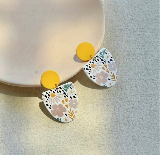 Yellow Floral Earrings