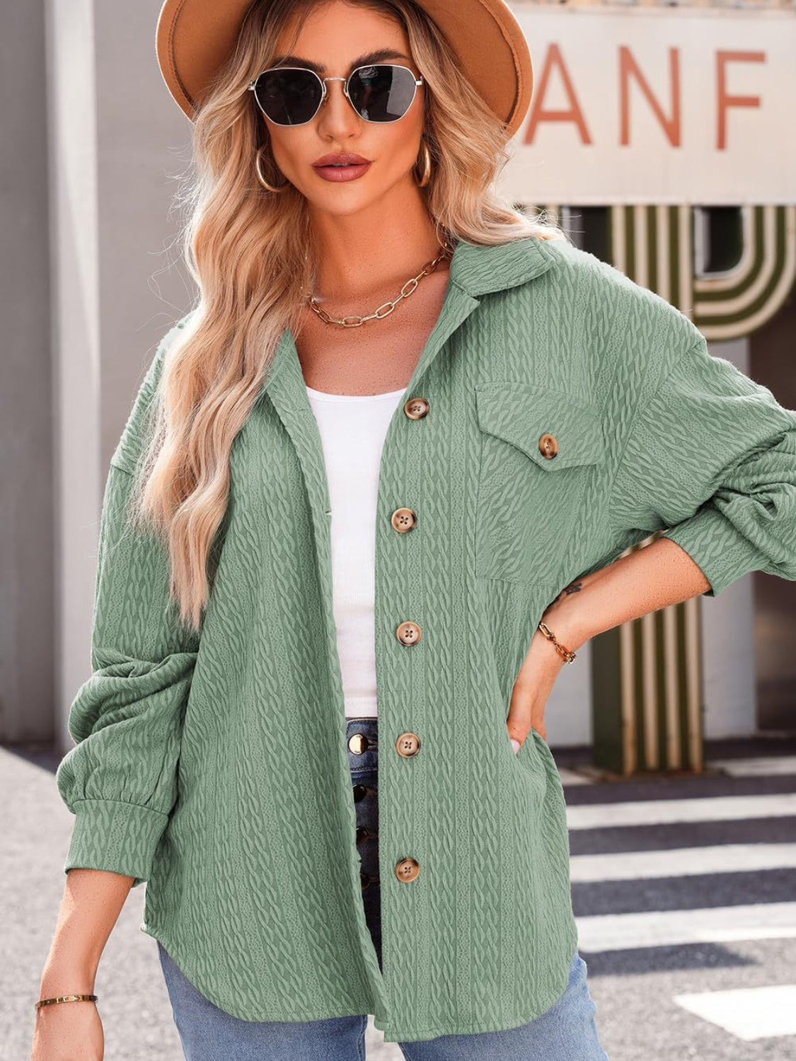 Georgia Textured Button Up Long Sleeve Shacket