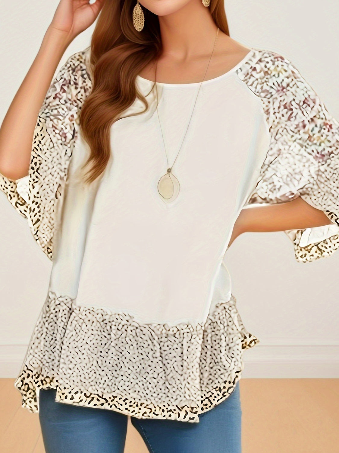 Frill Printed Sleeve Blouse