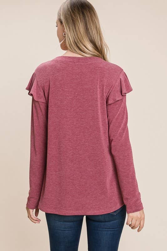Scarlet Ruffle Detail Top