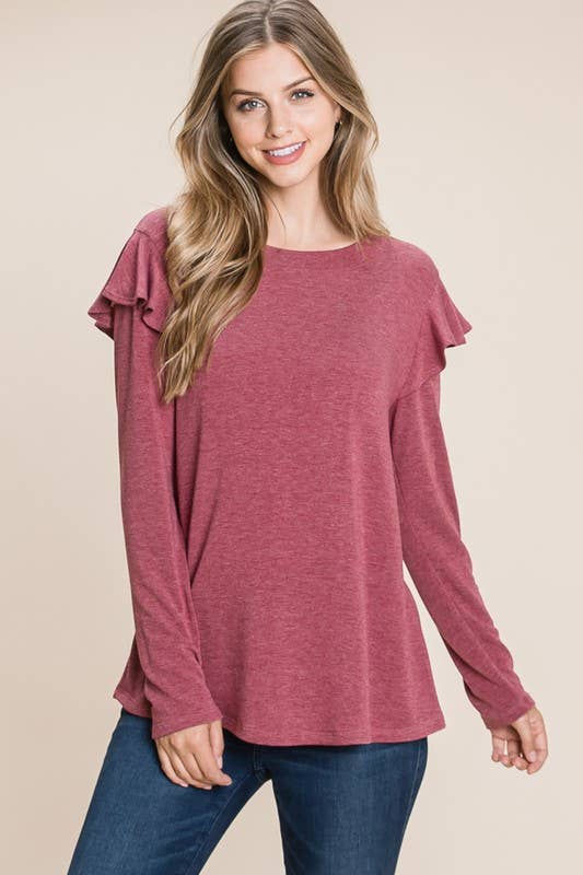 Scarlet Ruffle Detail Top