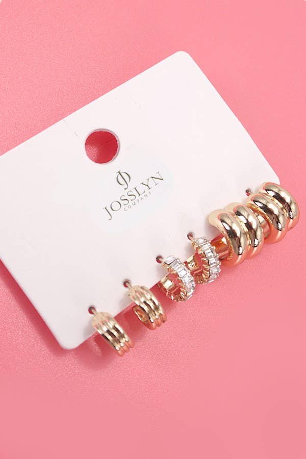 Double Hoop Huggie Trio