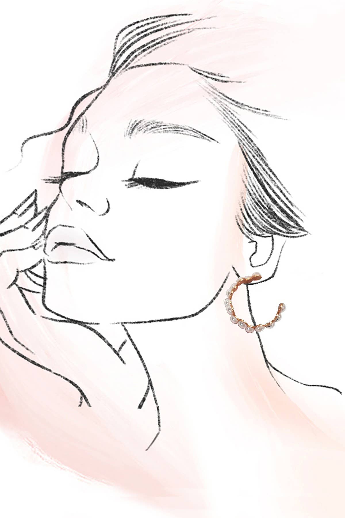 Pearl Zig Zag Hoop Earrings