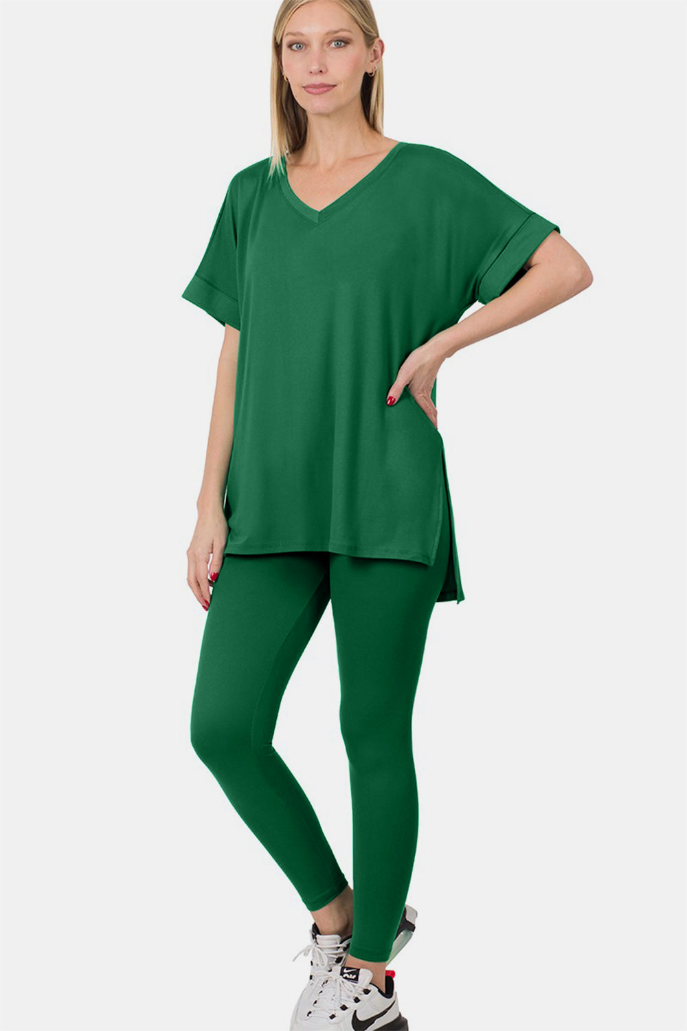 Zenana  Short Sleeve T-Shirt and Leggings Lounge Set