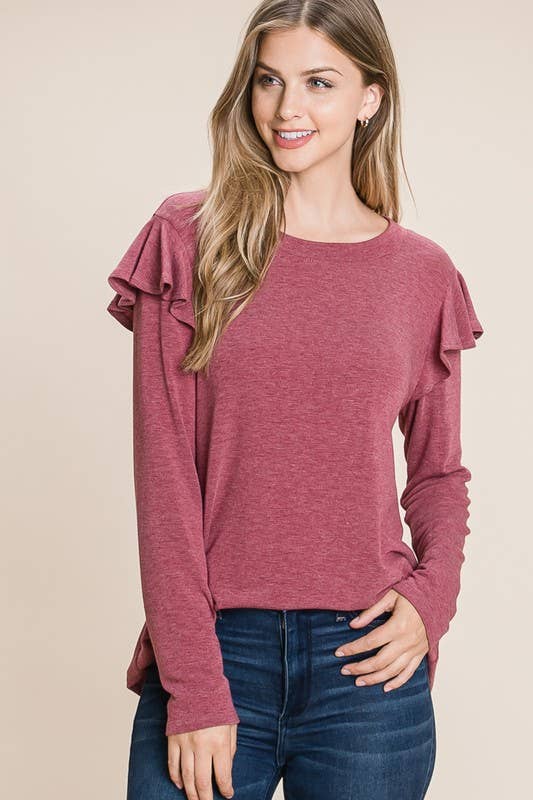 Scarlet Ruffle Detail Top