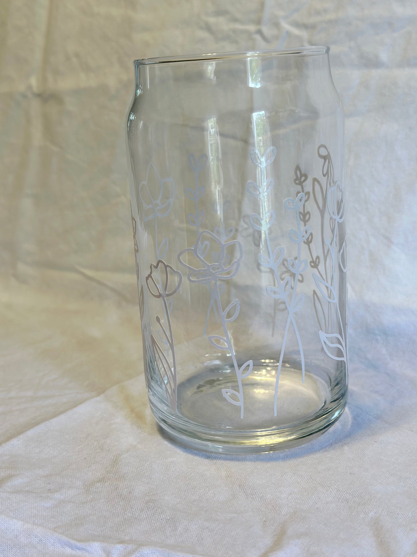 Glass Can Cup with lid & straw