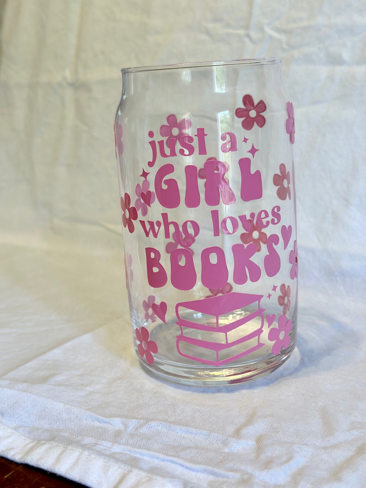 Glass Can Cup with lid & straw