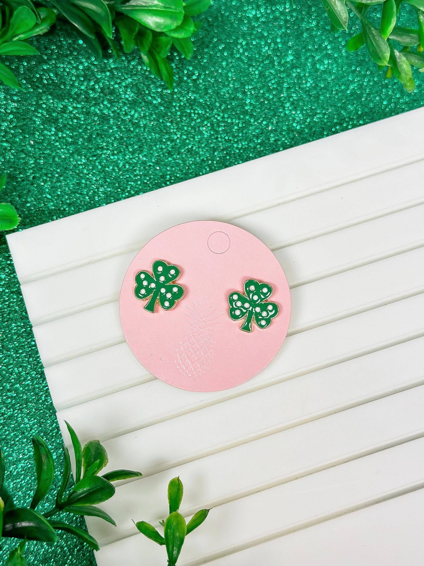Clover Enamel Studs Earrings