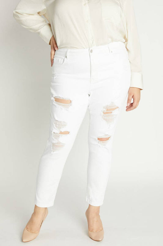 Ella High Rise Heavily Destructed Ankle Skinny